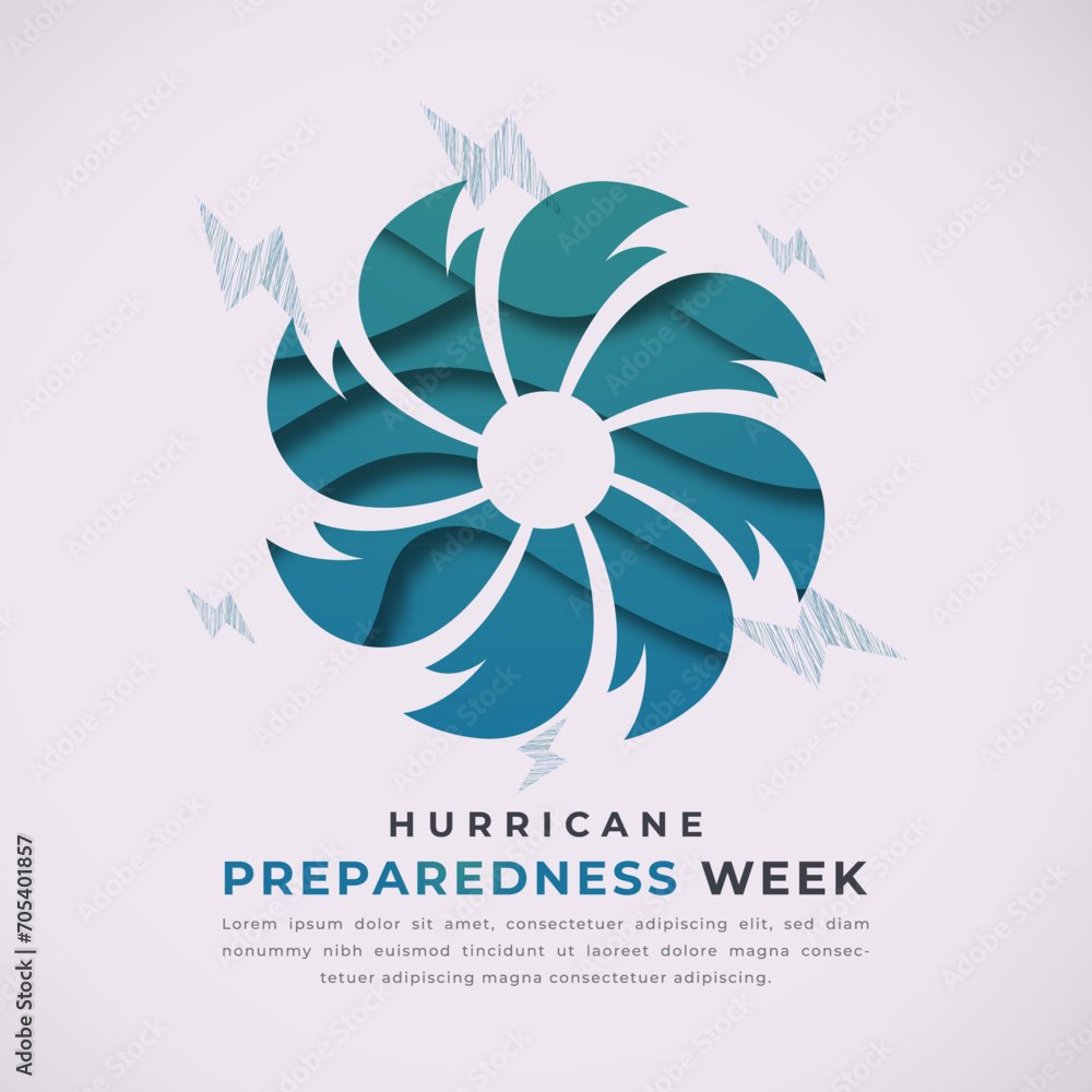 Happy Hurricane Preparedness Week Paper cut style Vector Design Illustration for Background, Poster, Banner, Advertising, Greeting Card
