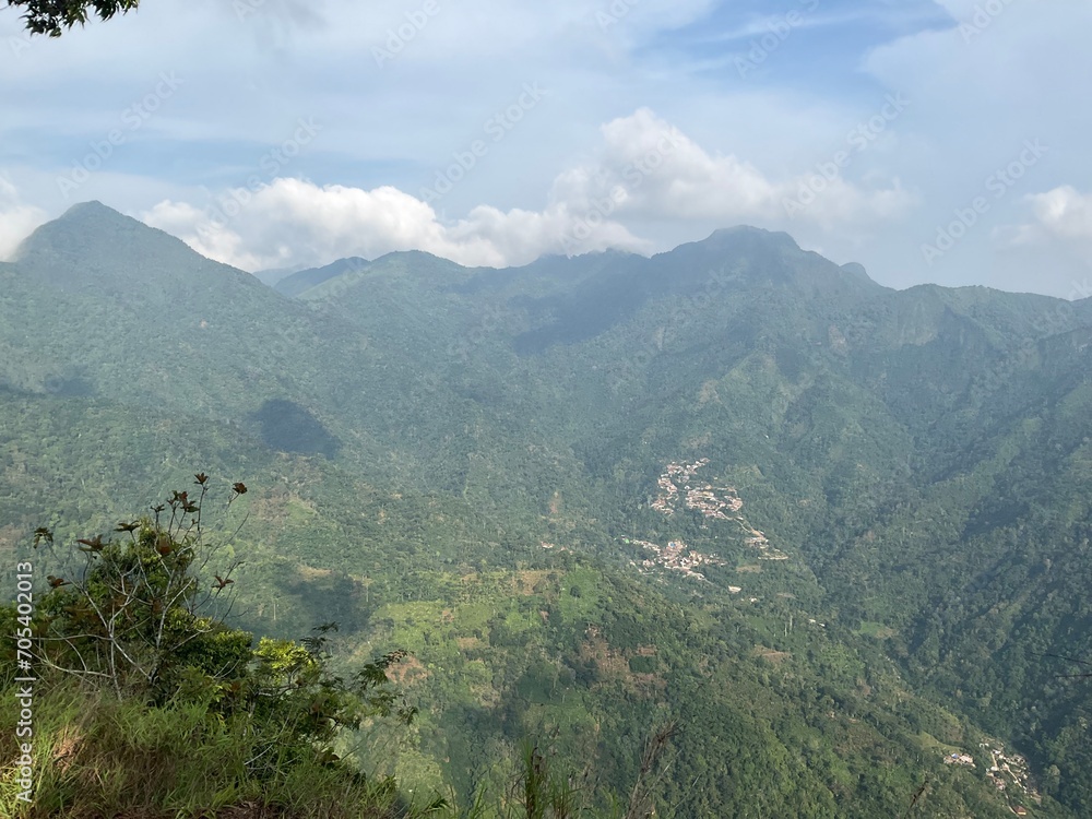 Beautiful countryside in the mountain. wonderful mountains. grassy field and rolling hills. 