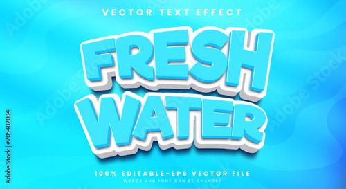 Fresh water 3d style editable text effect vector with water background