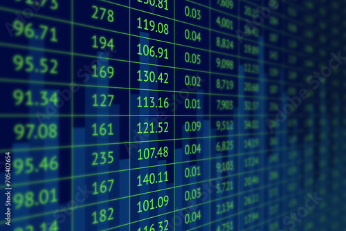 Digital summary table with numerical data and diagram
