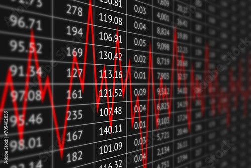 Digital summary table with numerical data and red zigzag line