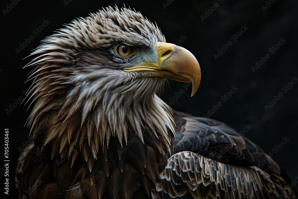 Obraz premium Majestic White-tailed Eagle Isolated on black AI Generative