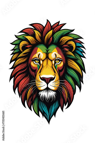 Lion head with colorful hair Illustration design