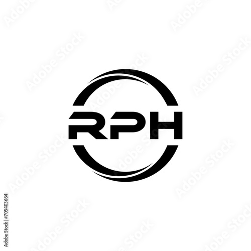 RPH letter logo design with white background in illustrator  cube logo  vector logo  modern alphabet font overlap style. calligraphy designs for logo  Poster  Invitation  etc.