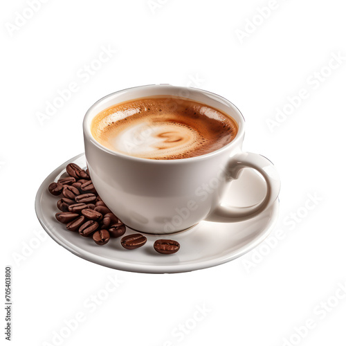 cup of coffee with beans isolate on transparency background png 