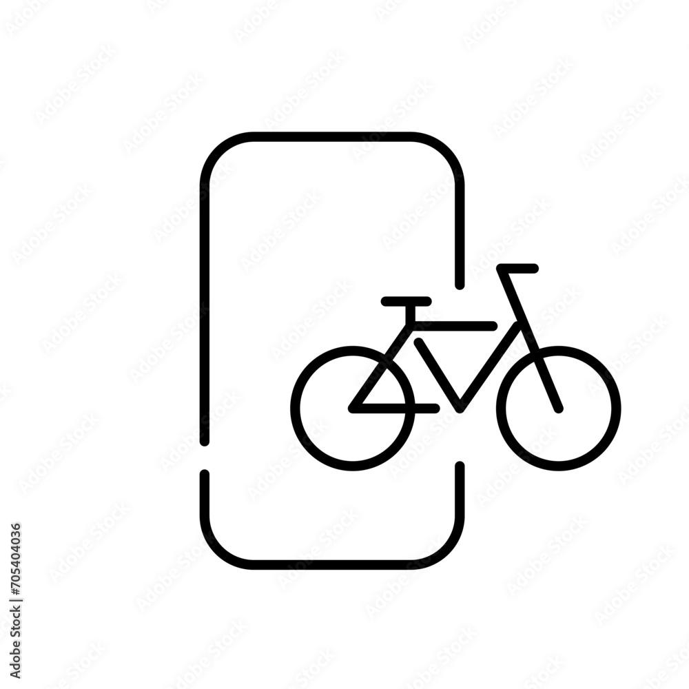 Bicycle renting app. Pixel perfect, editable stroke icon