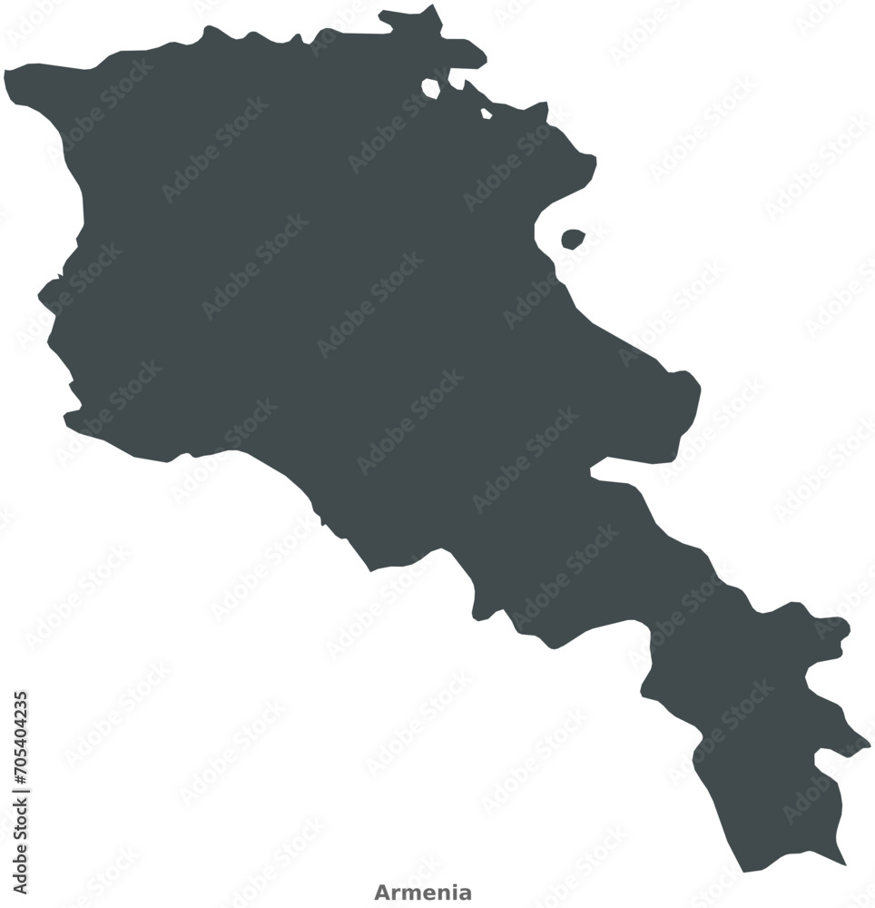 Map of Armenia. A country in Western Asia. Elegant Black Edition