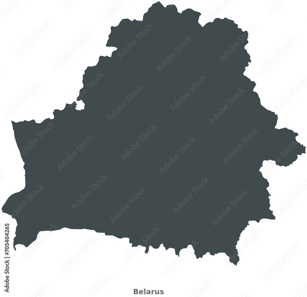 Map of Belarus. A country in Eastern Europe. Elegant Black Edition