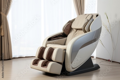 massage chair during the daytime, exquisite modern living room, commercial product shooting
