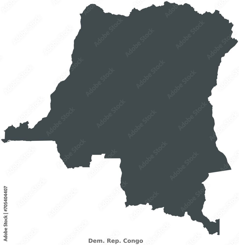 Map of Dem. Rep. Congo. A country in Central Africa. Elegant Black Edition