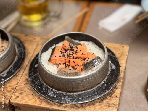 healty salmon rice in japan food