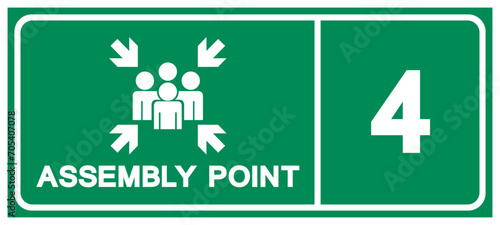 Assembly Point 4 Symbol Sign, Vector Illustration, Isolated On White Background Label .EPS10