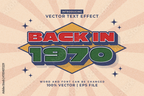 Editable text effect Back In 1970 3d 70s style premium vector