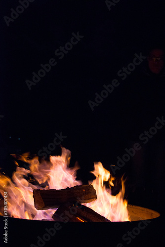 Bonfire night out with blue sky