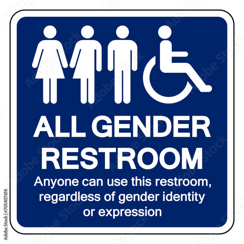 All Gender Restroom Symbol Sign,Vector Illustration, Isolated On White Background Label. EPS10 photo