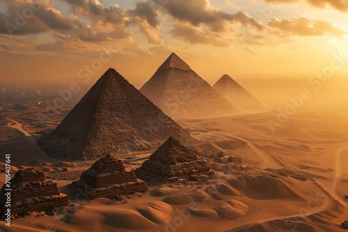 Pyramids of Giza  Egypt  aerial view