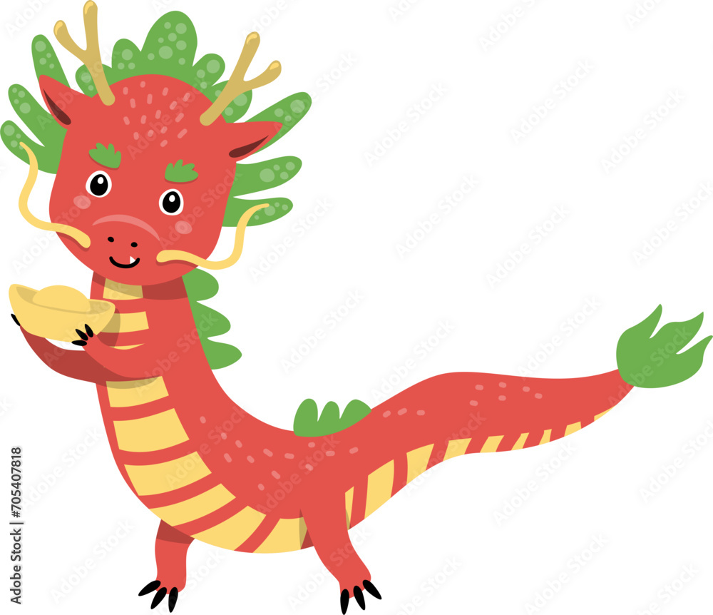 Fototapeta premium Cute Dragon Chinese New Year Ornament Vector