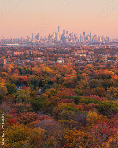 Manhattan at sunset during Autumn