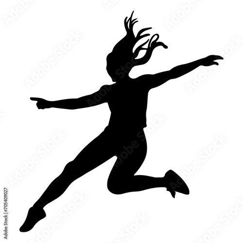 A Jumping girl on the sky vector silhouette  black color silhouette
