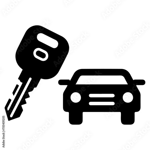 Car Key Icon vector art illustration, black color icon