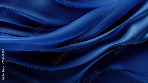 Sumptuous blue satin fabric with flowing, graceful folds, conveying a serene and elegant textile elegance.