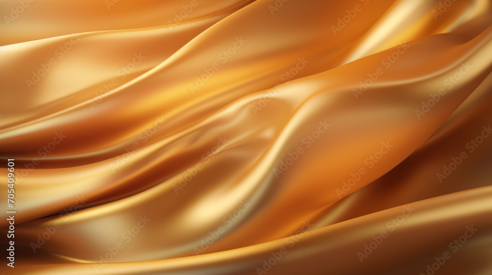 Fototapeta premium Luxurious golden satin fabric with rich folds, creating a perfect backdrop for opulent and high-end designs.
