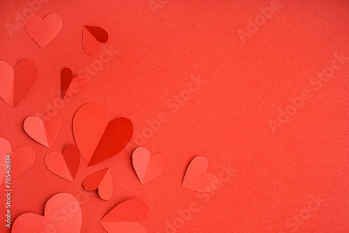 Red paper hearts background...