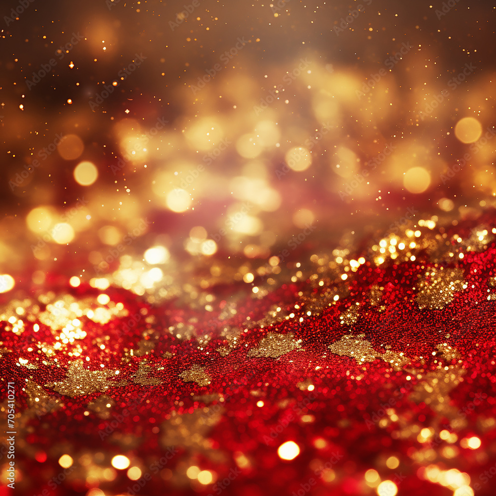 Red glitter abstract background with bokeh defocused lights