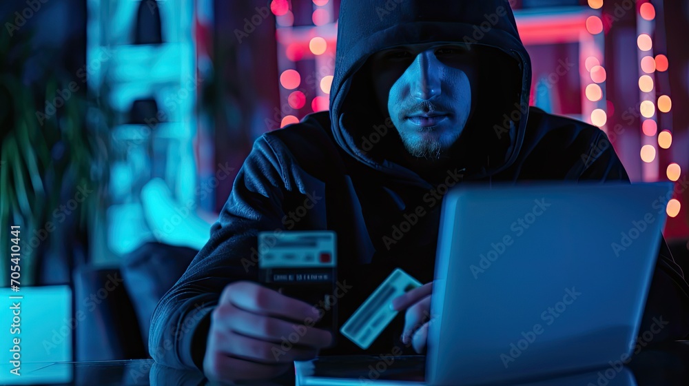 Phishing, cyber security, online information breach or identity theft crime concept. Hacked phone. Hacker and cellphone with hologram data. Mobile scam, fraud or crime. Cybersecurity infringement. Phishing, cyber security, online information breach or identity theft crime concept. Hacked phone. Hacker and cellphone with hologram data. Mobile scam, fraud or crime. Cybersecurity infringement.