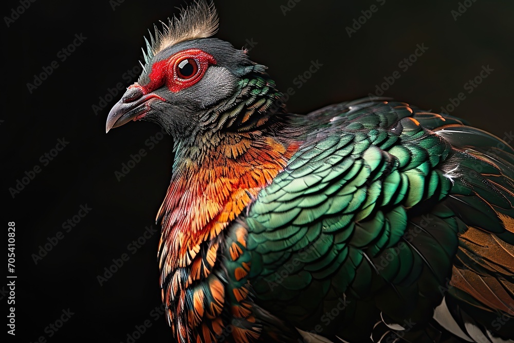 Portrait Green-Naped Pheasant Pigeon AI Generative Portrait Green-Naped Pheasant Pigeon AI Generative