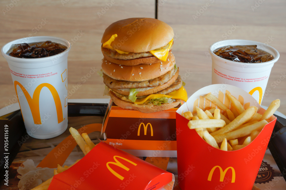 Bangkok-Thailand 9 January 2024: Double McDonald's Hamburger Combo Set ...