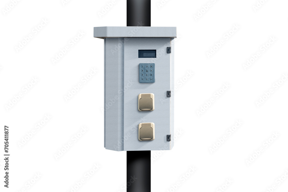 Fototapeta premium The electrical switch panel. The electric distribution box in the pole