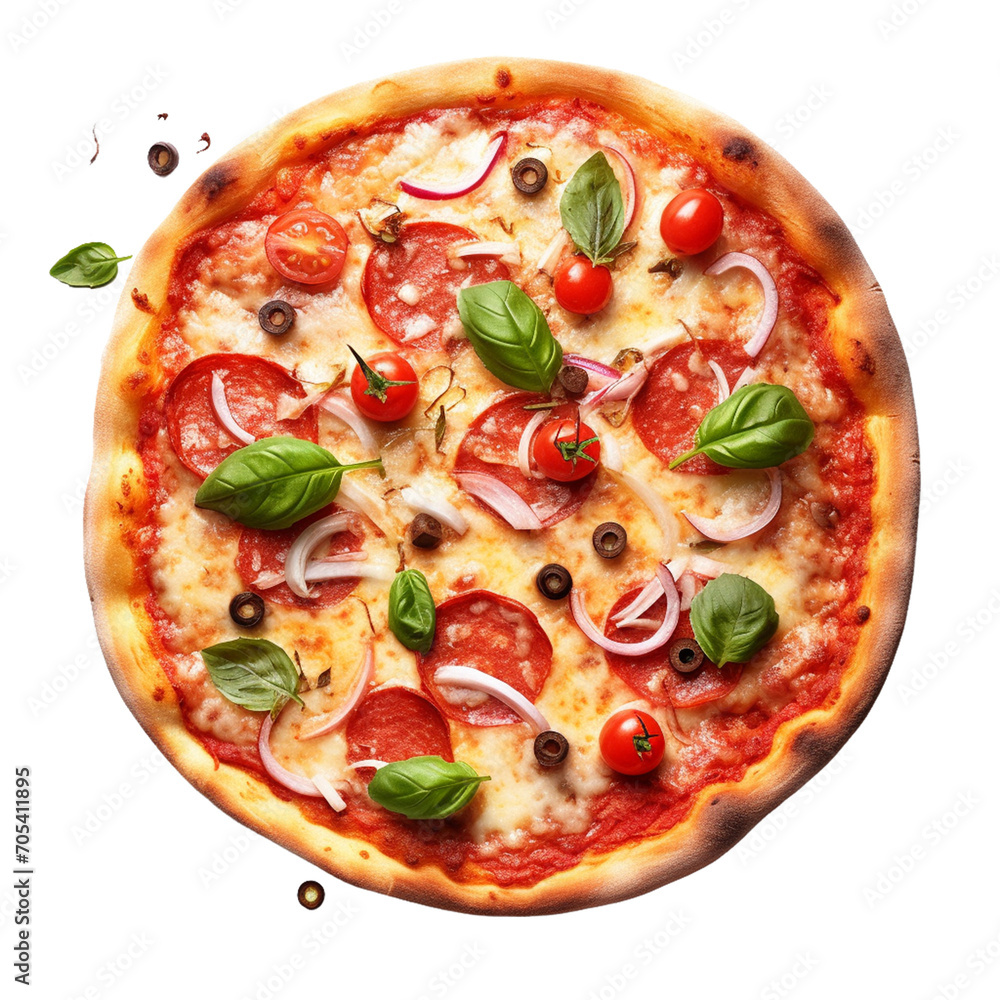 pizza isolated on transparent white background.