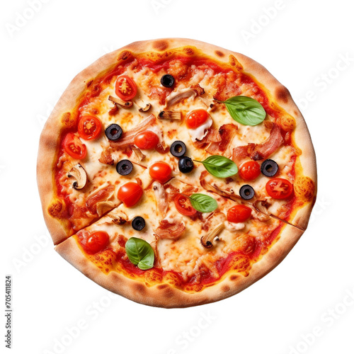 pizza isolated on transparent white background.