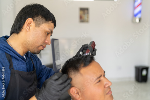 Accurate hair cut for a customer in a barber shop