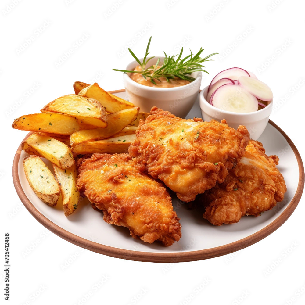 fried chicken breast on wooden board isolated on transparent.
fried chicken breast on wooden board isolated on transparent.