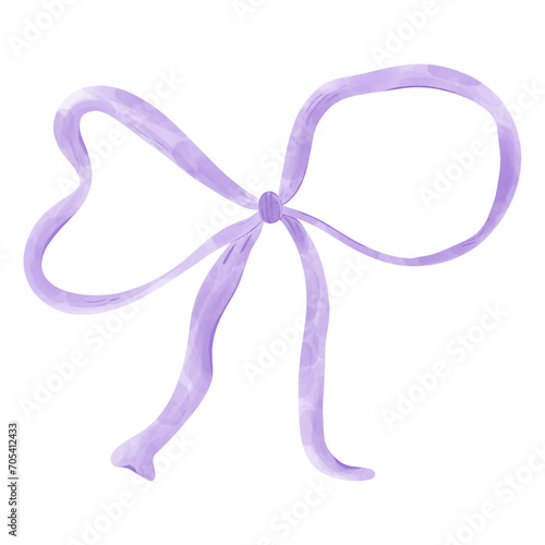 Purple bow watercolor