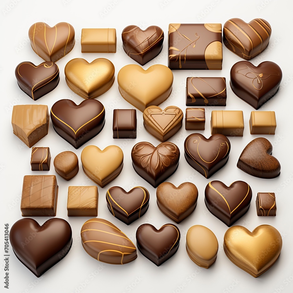Fototapeta premium chocolate heart set in a shaped heart on white background ,Chocolate day, Valentines Day, Valentines week 