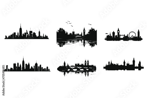 A London city black silhouette vector