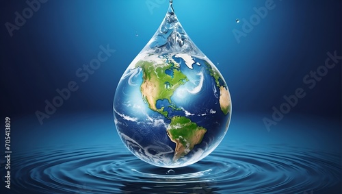 Obraz na płótnie The Earth in a drop of water. World water day concept. Generative AI w salonie