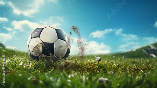soccer ball on green grass. generative ai
