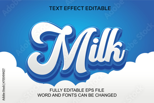 3D TEXT EFFECT MILK VECTOR EDITABLE