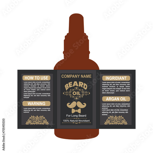 Beard oil for men package design with mockup. Package template design. Masculine Beard Oil. 11:11