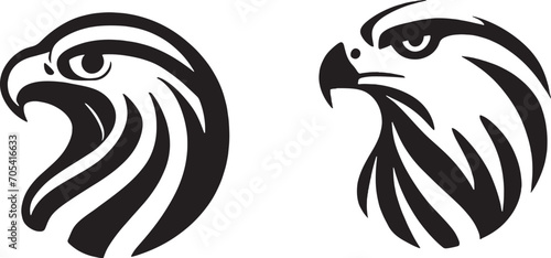 Set of eagle head silhouette vector