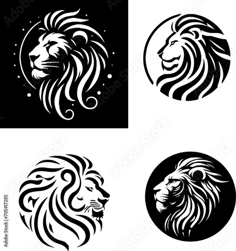 set of lion head silhouette logo