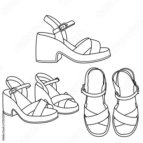 Slingback heel open toe isolated on a white background, vector illustration.