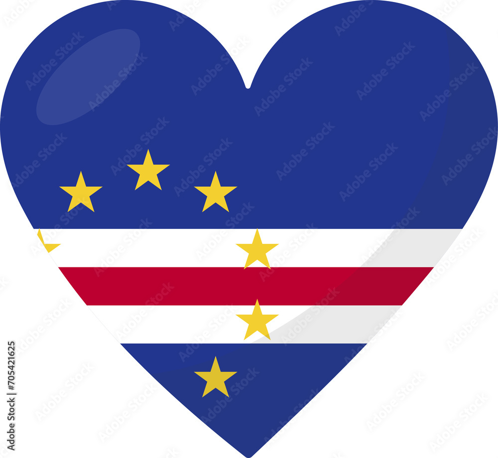 Cape Verde flag heart 3D style. Cape Verde flag heart 3D style.