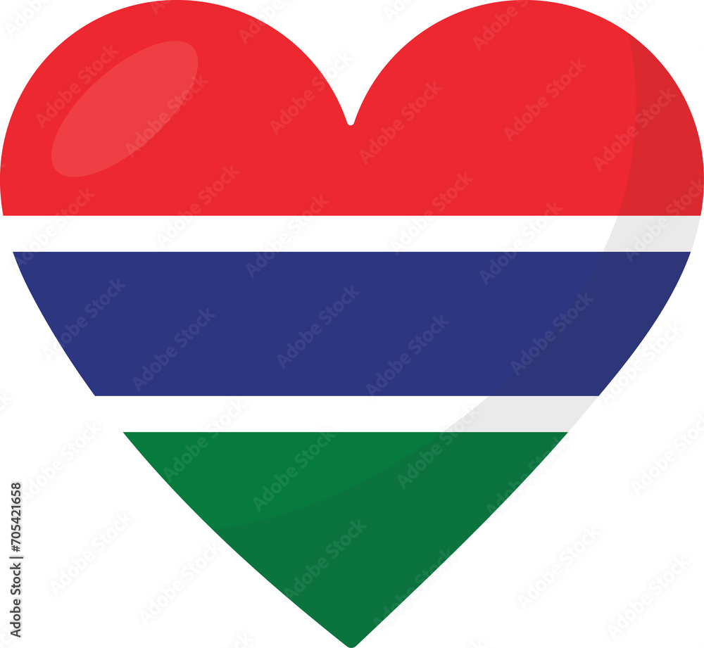 Gambia flag heart 3D style.