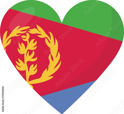 Eritrea flag heart 3D style.