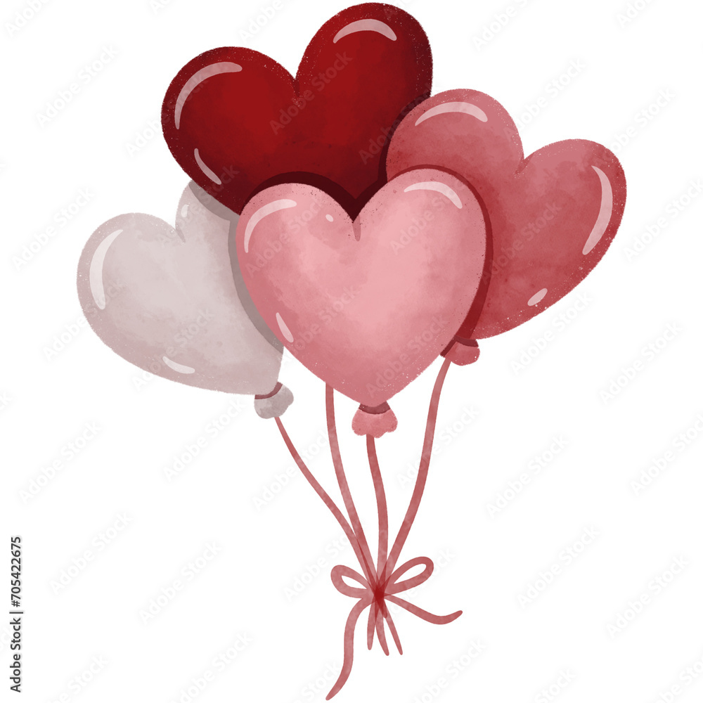 Valentine's Day love Balloons Watercolor